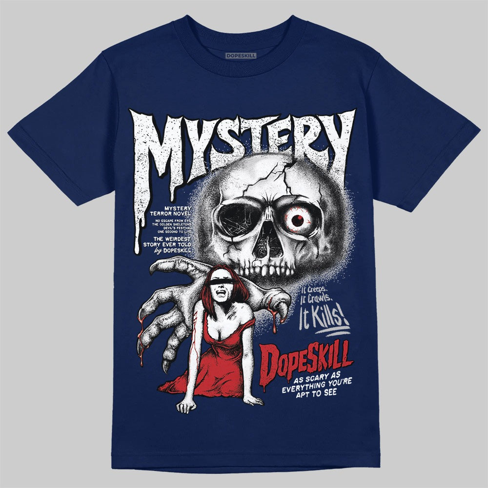 Summit White Navy 4s DopeSkill T-Shirt Mystery Ghostly Grasp Graphic