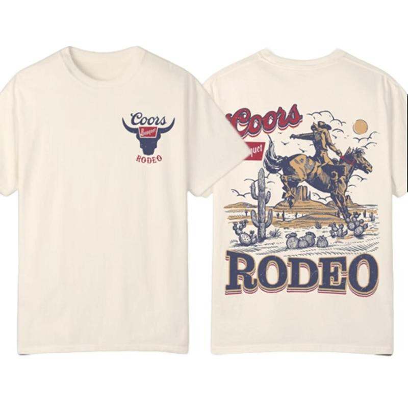 Coors Rodeo Vintage Graphic T-Shirt/Sweatshirt, Retro Cowboy Shirt, Oversized Coors T-Shirt, Vintage Washed Shirt, Gift Oversized Tees, Women's Clothing naughtyclothes, vintage graphic tees Top Womenswear