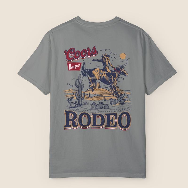 Coors Rodeo Vintage Graphic T-Shirt/Sweatshirt, Retro Cowboy Shirt, Oversized Coors T-Shirt, Vintage Washed Shirt, Gift Oversized Tees, Women's Clothing naughtyclothes, vintage graphic tees Top Womenswear