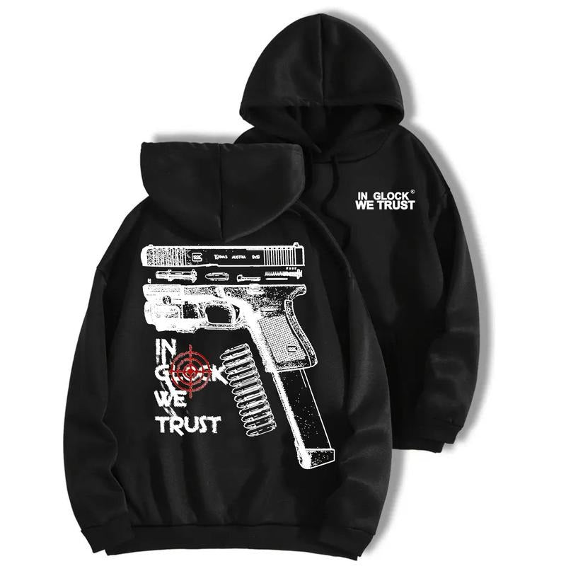 In Glock We Trust Ver2 2 Sided Graphic Hoodie/Sweatshirt/T-Shirt, For Men, For Women - Unisex Style, 100% Cotton, Pullover unisex hoodie