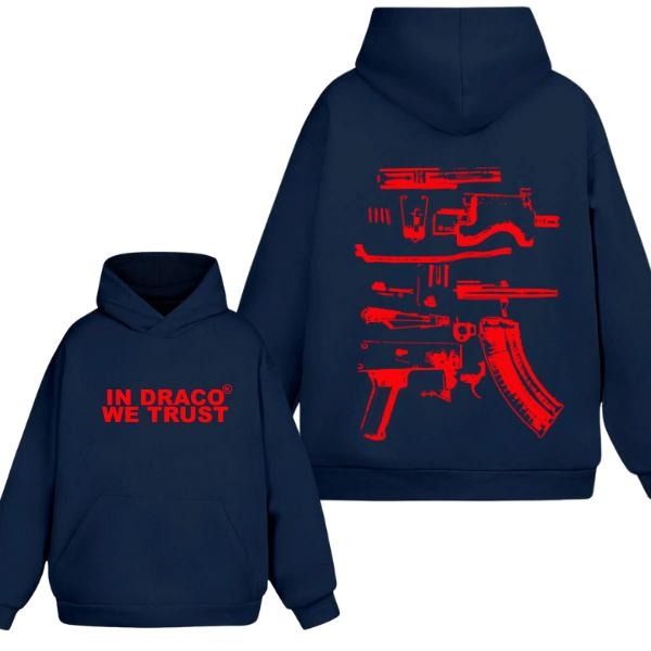 In Draco We Trust 2 Sides Red Graphic Hoodie/Sweatshirt/T-Shirt, For Men, For Women - Unisex Style, 100% Cotton, Pullover unisex hoodie