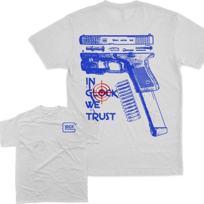 In Glock We Trust 2 Sided Blue Graphic Hoodie/Sweatshirt/T-Shirt, For Men, For Women - Unisex Style, 100% Cotton, Pullover unisex hoodie