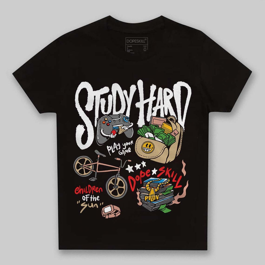 TAN Collection DopeSkill Toddler Kids T-shirt Study Hard Graphic