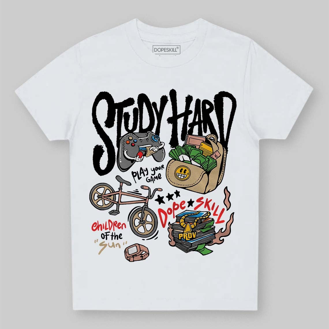 TAN Collection DopeSkill Toddler Kids T-shirt Study Hard Graphic