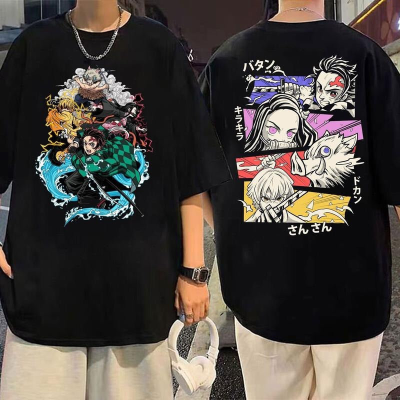 Tanjiro Nezuko Zenitsu Inosuke Demon Slayer T-Shirt, 90s Slayer Style, Anime T-shirt, Graphic Anime Tee, Anime Lovers Shirt, Japanese Anime Tees, Anime Manga Shirt, Anime Shirt, Hoodie, Japanese Anime Tee, Cotton Top Gym Menswear Womenswear.