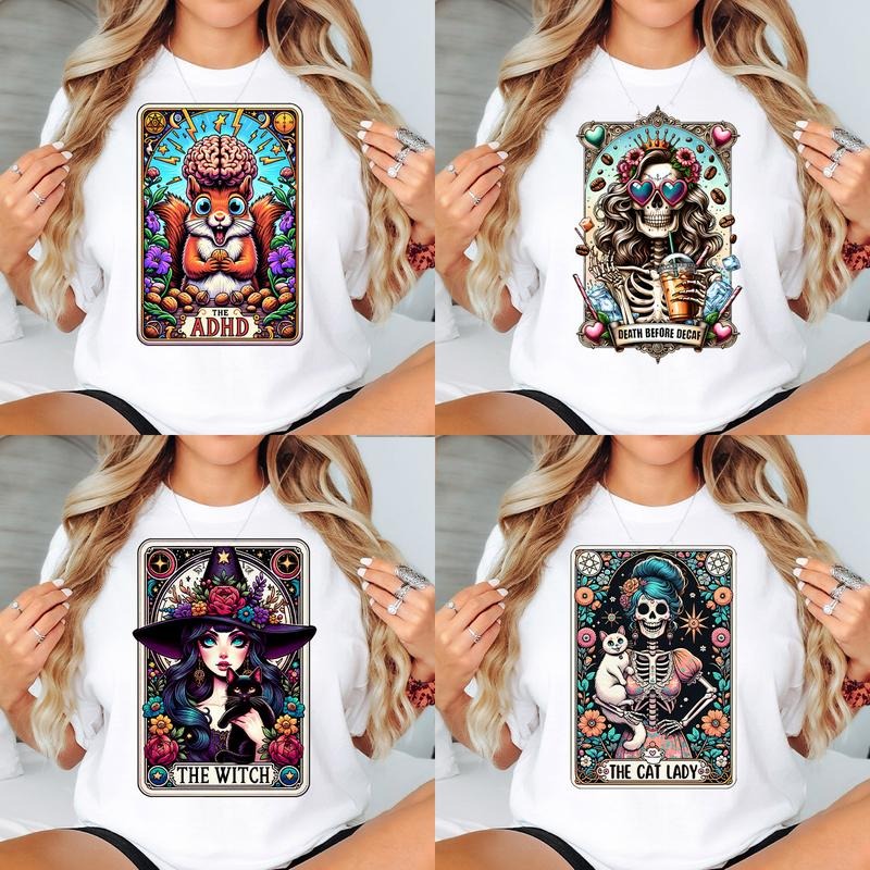 Tarot Card  T-Shirts Round 3 - Print is Sublimation, Unisex T-Shirt, Funny Tee, Funny Apparel, Gift Idea, Relaxed Fit, Casual Apparel, Cute Top, Great with Jeans, All Seasons, Fun Style, Comfortable Shirt