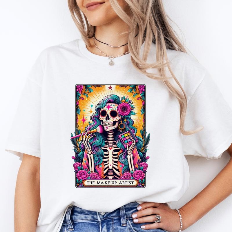 Tarot Card T-Shirts Beauty Industry  - Print is Sublimation, Unisex T-Shirt, Funny Tee, Funny Apparel, Gift Idea, Relaxed Fit, Casual Apparel, Cute Top, Great with Jeans, All Seasons, Fun Style, Comfortable Shirt