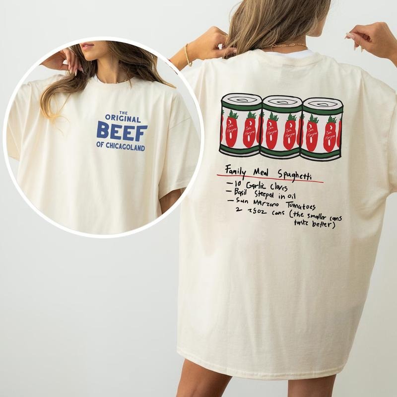 The Bear Spaghetti Recipe, The Bear, Carmy Berzatto The Bear Spaghetti Recipe T-Shirt Sweatshirt Hoodie Unisex Casual Cotton