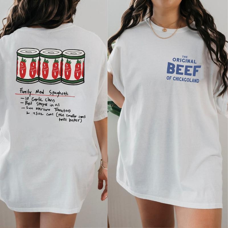 The Bear Spaghetti Recipe, The Bear, Carmy Berzatto The Bear Spaghetti Recipe T-Shirt Sweatshirt Hoodie Unisex Casual Cotton