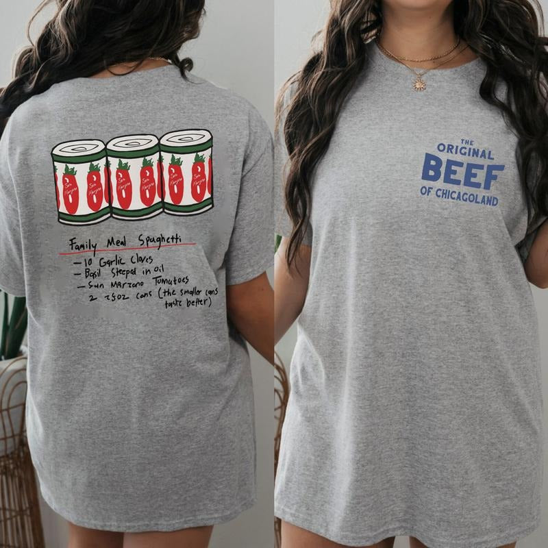 The Bear Spaghetti Recipe, The Bear, Carmy Berzatto The Bear Spaghetti Recipe T-Shirt Sweatshirt Hoodie Unisex Casual Cotton