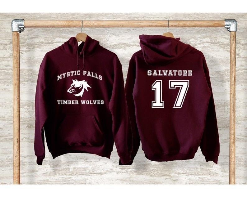 The Vampire Diaries Inspired Hoodie, Mystic Falls Salvatore 17 Front and Back, Unisex Graphic Streetwear, Soft Fabric Casual Pullover