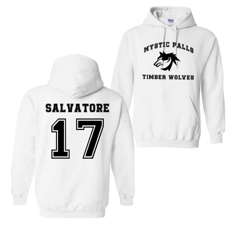 The Vampire Diaries Inspired Hoodie, Mystic Falls Salvatore 17 Front and Back, Unisex Graphic Streetwear, Soft Fabric Casual Pullover