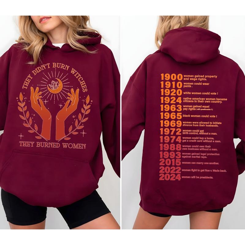 They Didn't Burn Witches They Burned Women Hoodie, Witchy Feminist Hoodie, Halloween Feminism Hoodie, Halloween Hoodie, Women's Right Shirt, Halloween Shirts For Women, Women's Witch Hoodie, Unisex 2 Sides Hoodie, Full Colors, Full Sizes