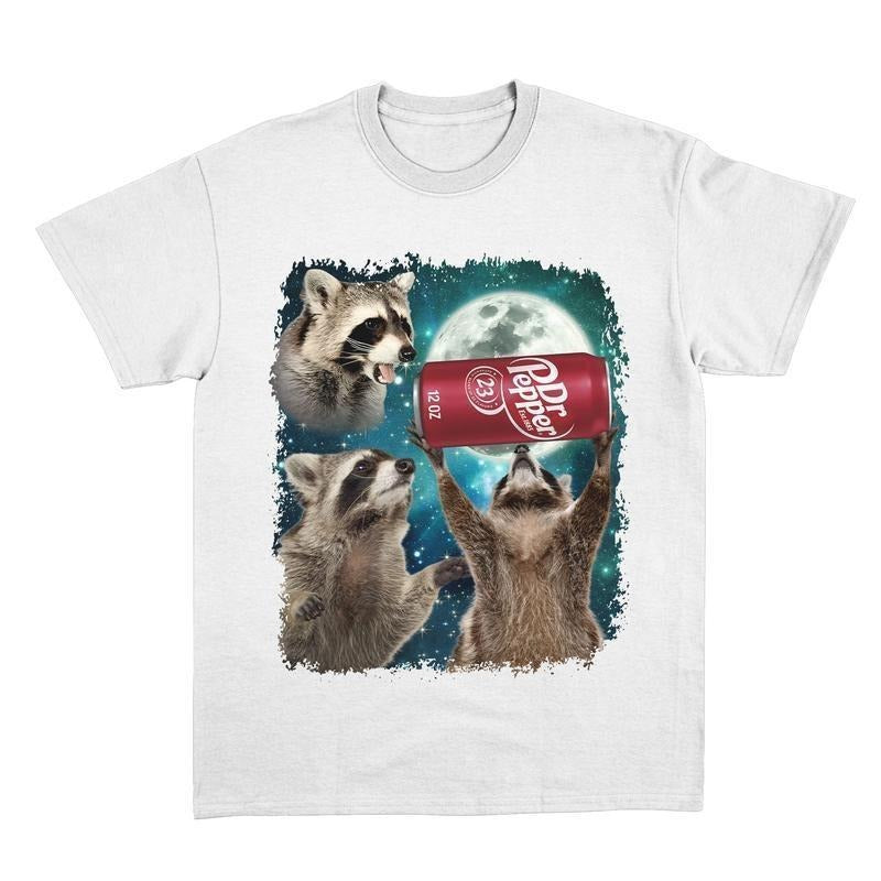 Three Racc00ns Dr Pepper Vintage Graphic T-shirts, Retro Racc00n Moon Tshirt, Funny Racccon Tee, Oversized Gifts, Christmas Gift, Gift Shirt, Christmas Gift Shirt