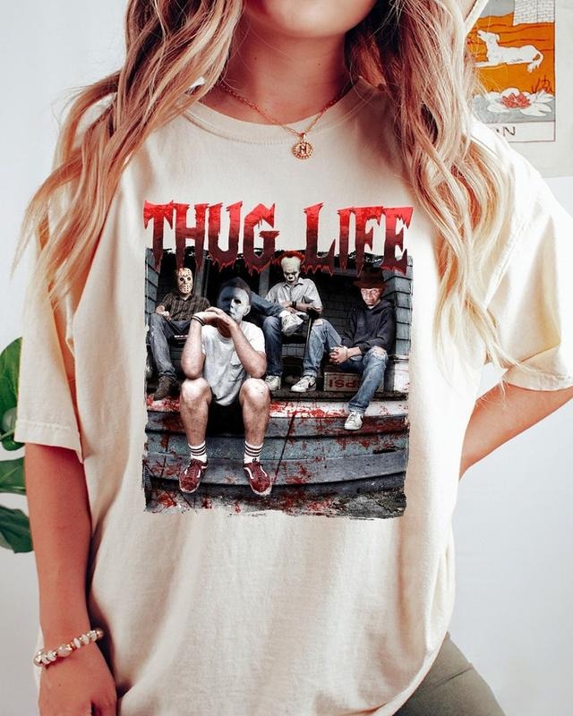 Thug Life Horror Movie Shirt, Halloween Scary Movies Shirt, Funny Horror Killers Shirt, Michael Myers Jason Voorhees Shirt, Freddy Krueger
