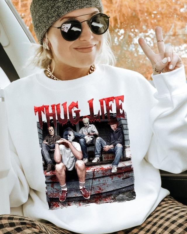 Thug Life Horror Movie Shirt, Halloween Scary Movies Shirt, Funny Horror Killers Shirt, Michael Myers Jason Voorhees Shirt, Freddy Krueger