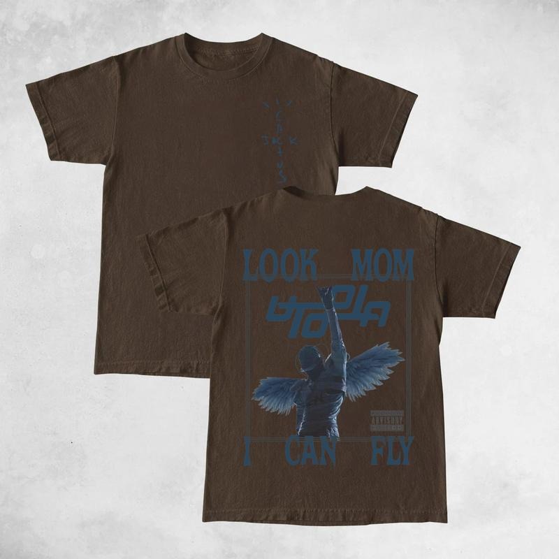 Travis LMICF Utopia Cactus Look Mom I Can Fly Double Sides Front And Back Tshirt Cotton Unisex Shirt Rap Shirt Rapper Rap Tee Hiphop Shirt Music Tour Merch Gift for Him Gift For Her Vintage Y2K Hoodie Sweatshirt