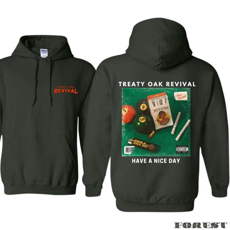 Treaty Oak Revival T-shirt Sweatshirt Hoodie - Unique album cover design with pool balls and , ideal for music fans and street fashion enthusiasts, providing comfort and style.