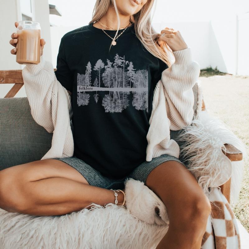 Trendy Folklore, Aesthetic Boho Music, Forest Lake Reflection Jumper, Unique Birthday Gift for Daughter, Sweatshirt, Hoodie, T Shirt