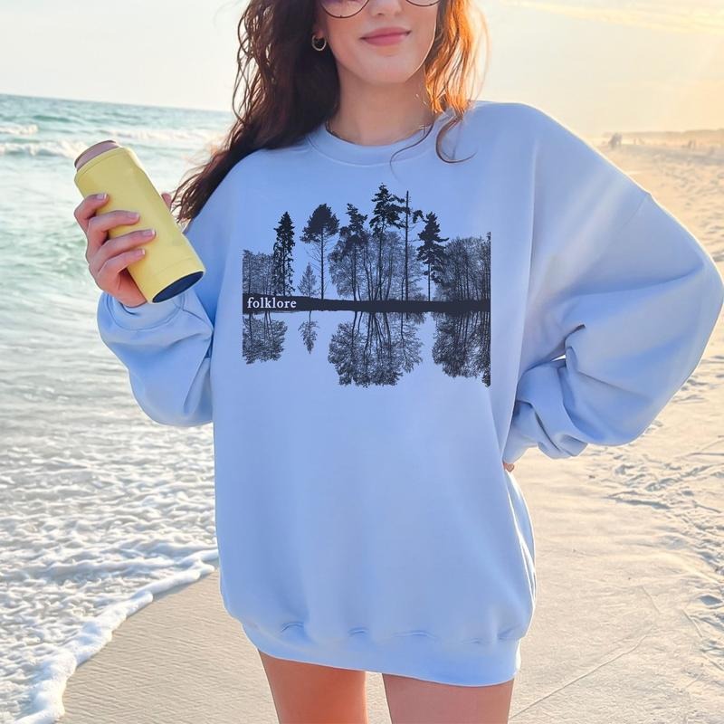 Trendy Folklore, Aesthetic Boho Music, Forest Lake Reflection Jumper, Unique Birthday Gift for Daughter, Sweatshirt, Hoodie, T Shirt