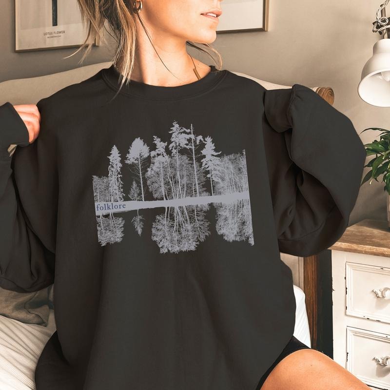 Trendy Folklore, Aesthetic Boho Music, Forest Lake Reflection Jumper, Unique Birthday Gift for Daughter, Sweatshirt, Hoodie, T Shirt