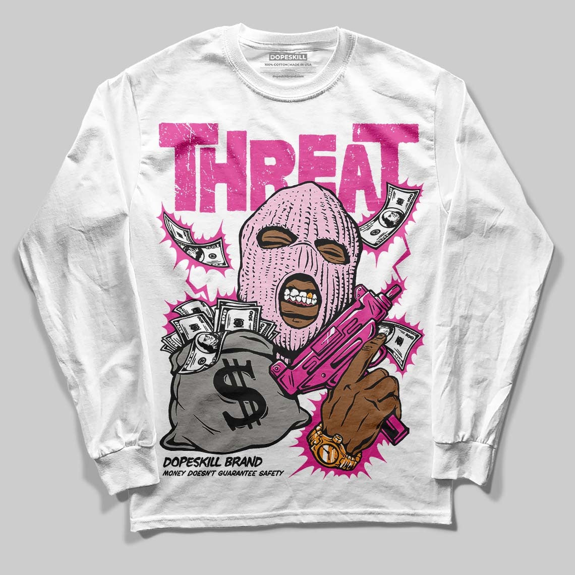 Triple Pink Dunk DopeSkill Long Sleeve T-Shirt Under Threat Graphic