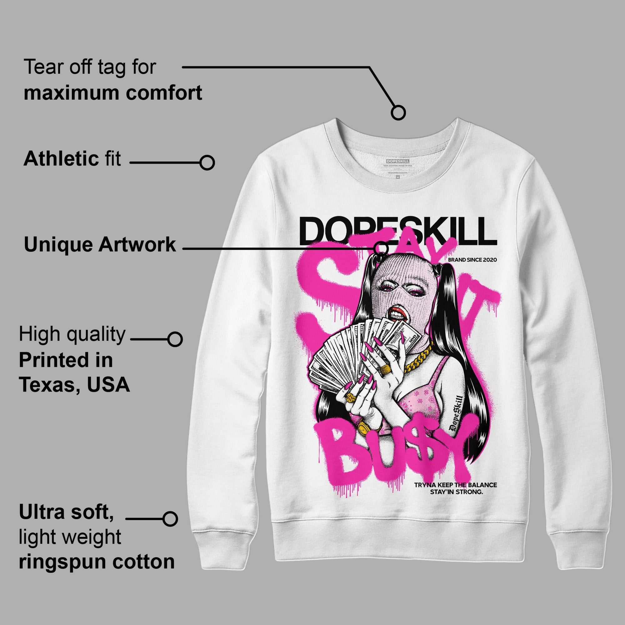 Triple Pink Dunk Low DopeSkill Sweatshirt Stay It Busy Graphic