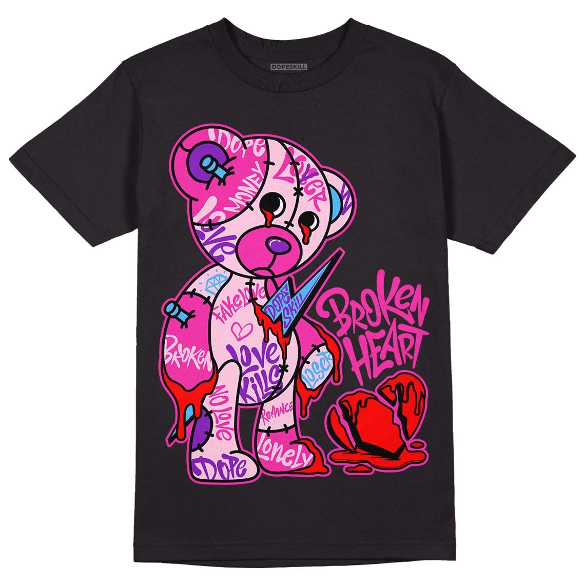 Triple Pink Dunk Low DopeSkill T-Shirt Broken Heart Graphic