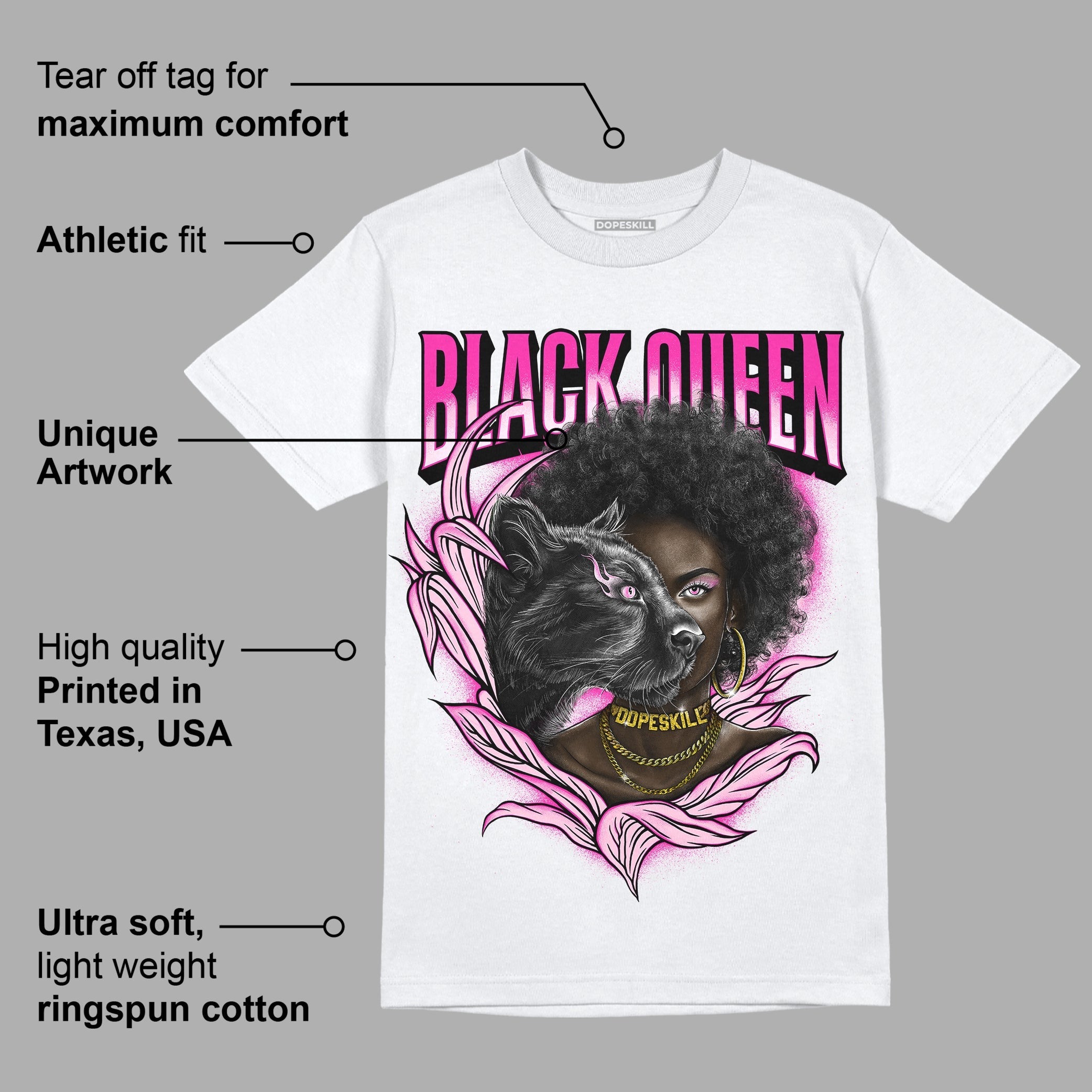 Triple Pink Dunk Low DopeSkill T-Shirt New Black Queen Graphic