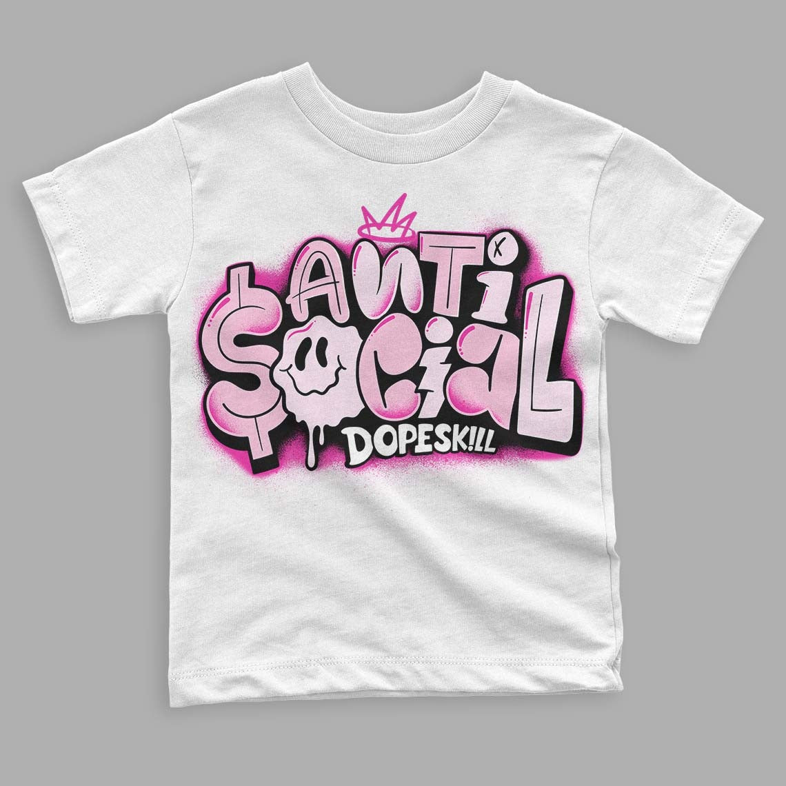 Triple Pink Dunk Low DopeSkill Toddler Kids T-shirt Anti Social Graphic