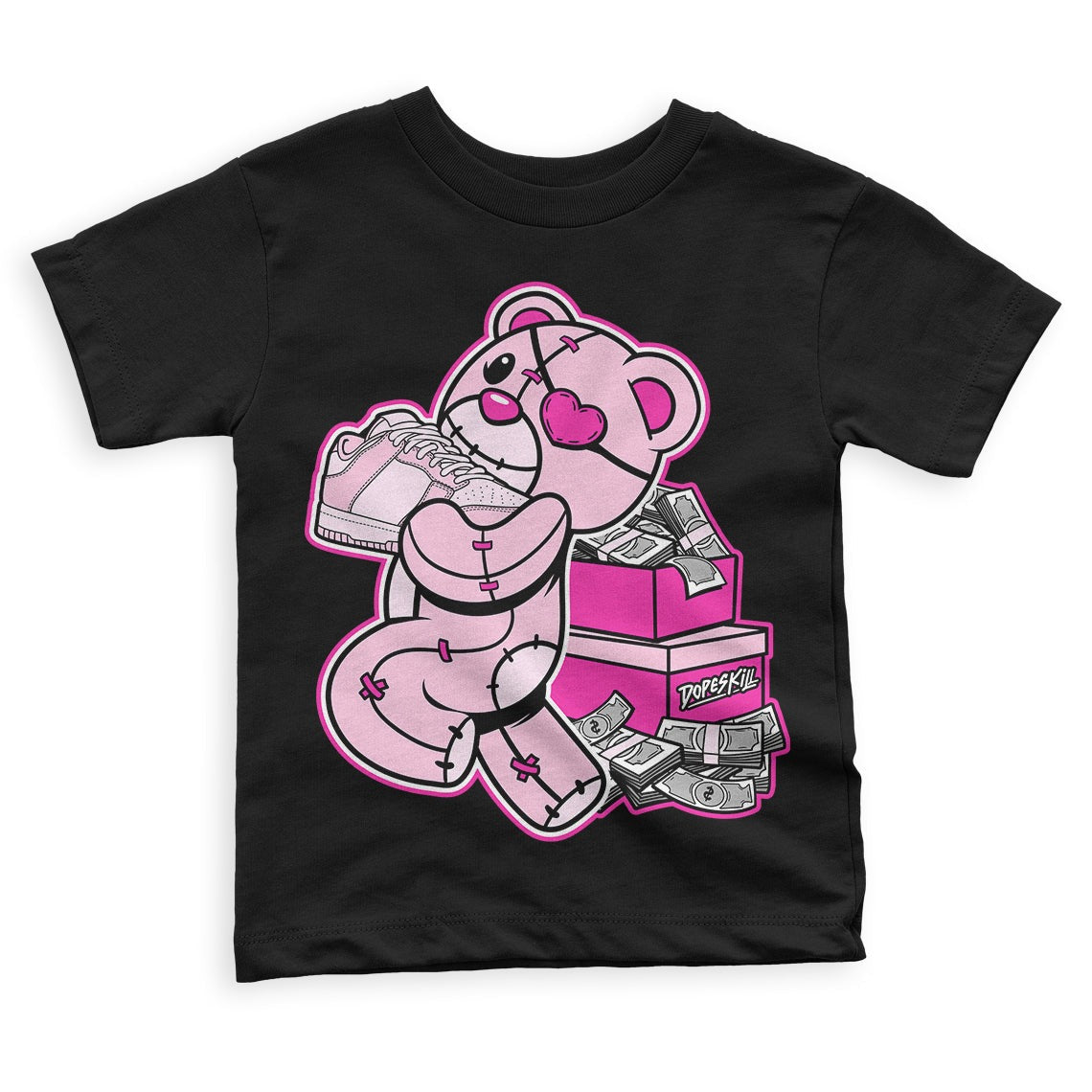 Triple Pink Dunk Low DopeSkill Toddler Kids T-shirt Bear Steals Sneaker Graphic