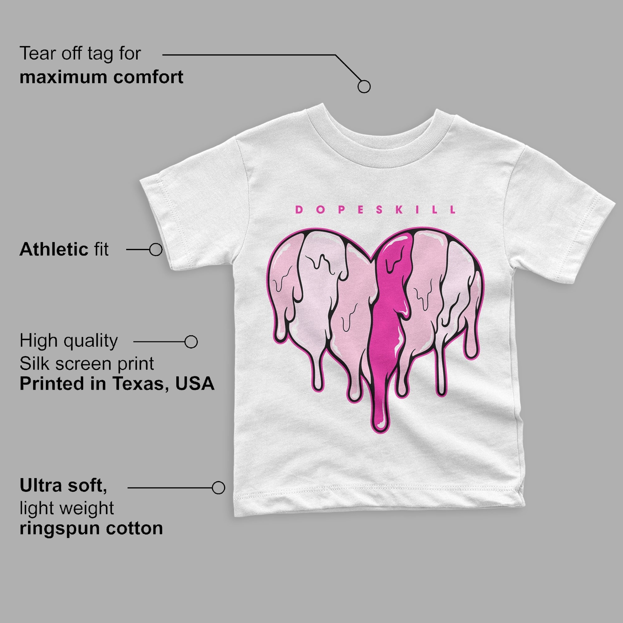 Triple Pink Dunk Low DopeSkill Toddler Kids T-shirt Slime Drip Heart Graphic