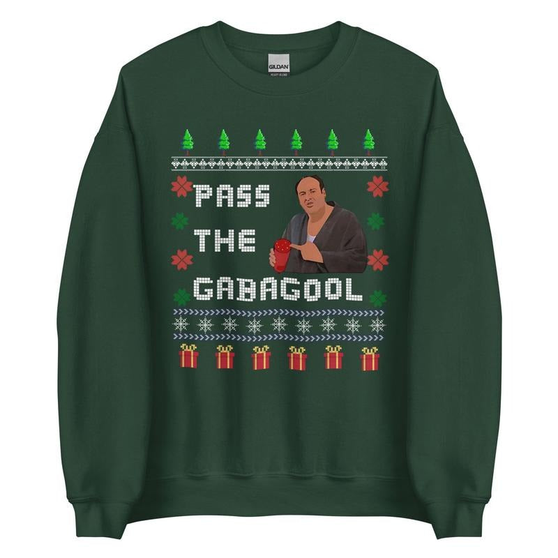 Ugly Sopranos Christmas Sweatshirt, Pass The Gabagool Crewneck, Funny Christmas Tshirt - Hoodie, Unisex Cotton Tops for Men for Women