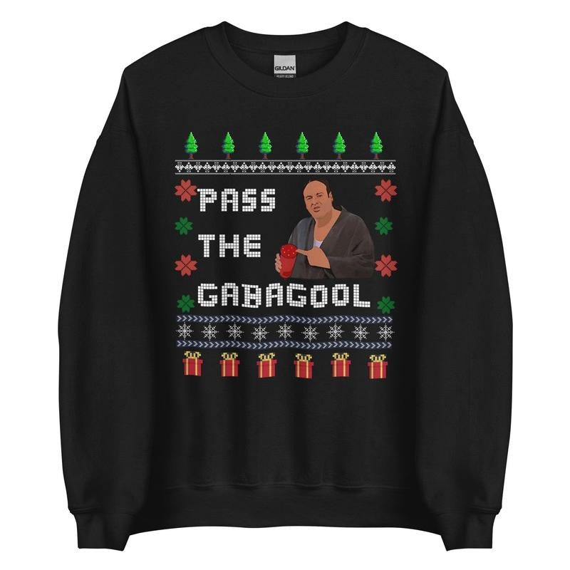 Ugly Sopranos Christmas Sweatshirt, Pass The Gabagool Crewneck, Funny Christmas Tshirt - Hoodie, Unisex Cotton Tops for Men for Women
