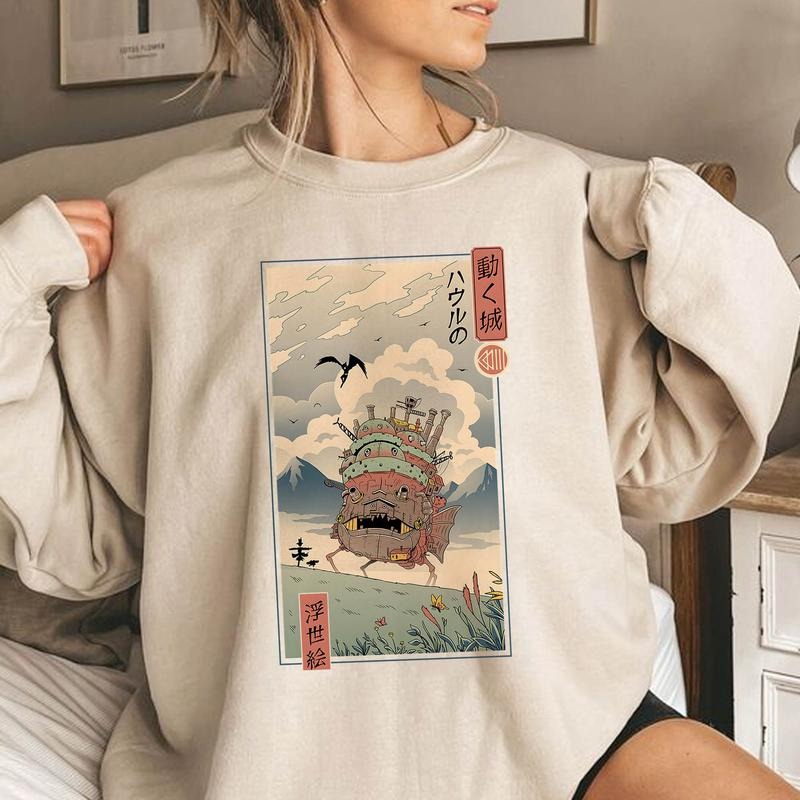 Ukiyo-e Ghibli Shirt, Howl's Moving Castle Shirt,Spirited Away Studio Ghibli Shirt, Ghibli Shirt, Anime Shirt, Anime Unisex Sweatshirt hoodie T-shirt