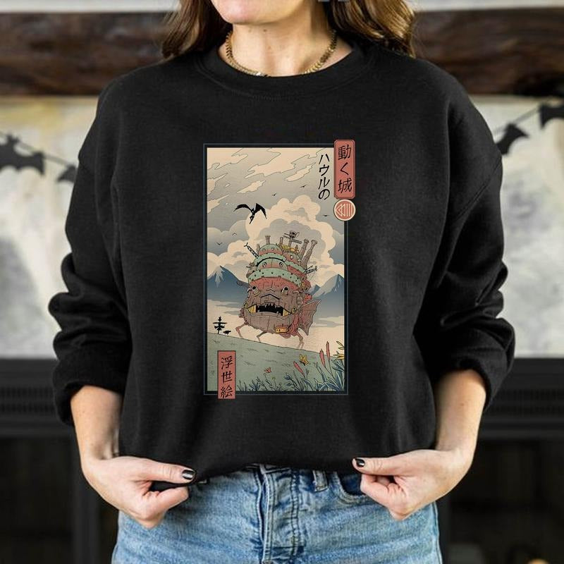 Ukiyo-e Ghibli Shirt, Howl's Moving Castle Shirt,Spirited Away Studio Ghibli Shirt, Ghibli Shirt, Anime Shirt, Anime Unisex Sweatshirt hoodie T-shirt