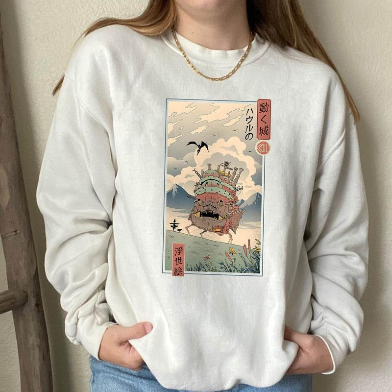 Ukiyo-e Ghibli Shirt, Howl's Moving Castle Shirt,Spirited Away Studio Ghibli Shirt, Ghibli Shirt, Anime Shirt, Anime Unisex Sweatshirt hoodie T-shirt