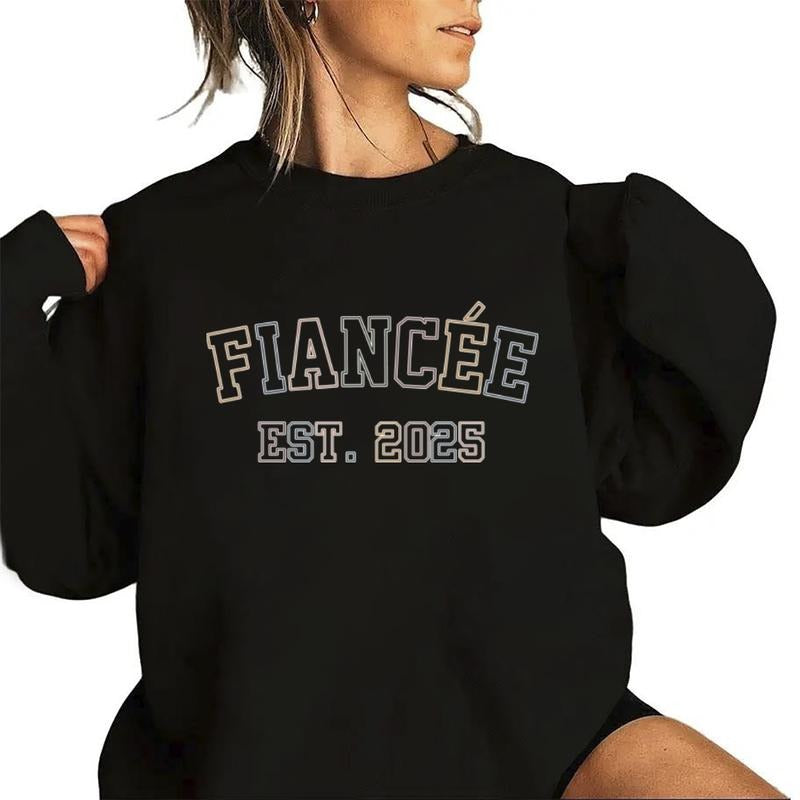 Unisex Fiancee Est 2024, 2025 Newly Engaged Shirt, Engagement Party Gift, Proposal Announcement, Hoodie Cotton Cotton Fabric