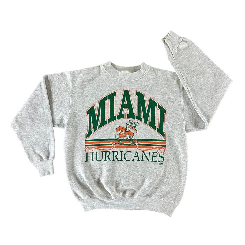 Unisex Vintage 1990s Miami Hurricanes ash t-shirt, sweatshirt, hoodie Cotton Menswear