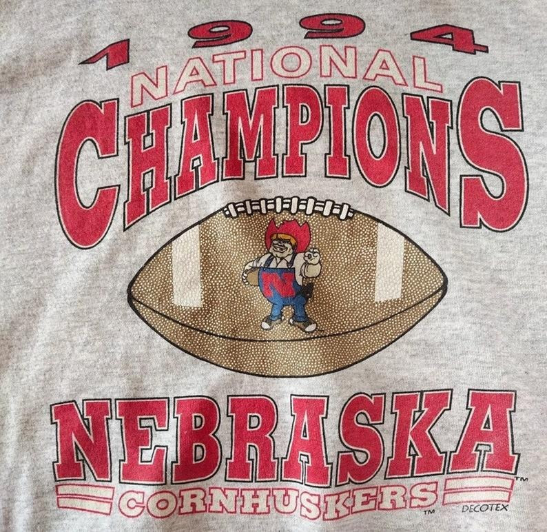 Unisex Vintage 90s Nebraska Cornhuskers University National Champions Football Sweatshirt, Football Fan Shirt Cotton Fabric