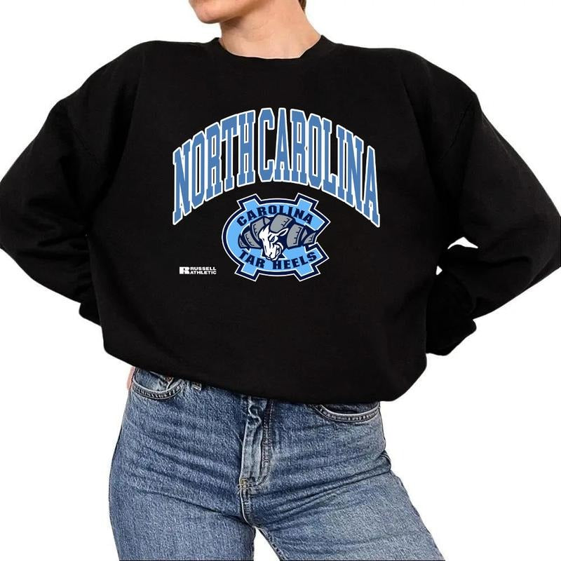 Unisex Vintage 90s North Carolina Tar Heels Crewneck Sweatshirt, Fan Tee Hoodie Cotton Fabric