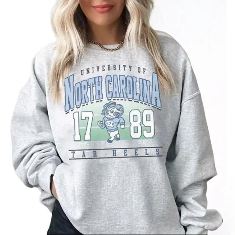 Unisex Vintage 90s North Carolina Tar Heels Shirt, Sweatshirt, University Of North Carolina NCAA Shirt Sweat Cotton Fabric