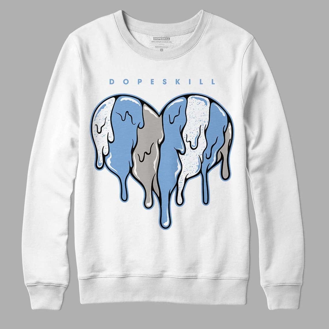 University Blue 5s DopeSkill Sweatshirt Slime Drip Heart Graphic