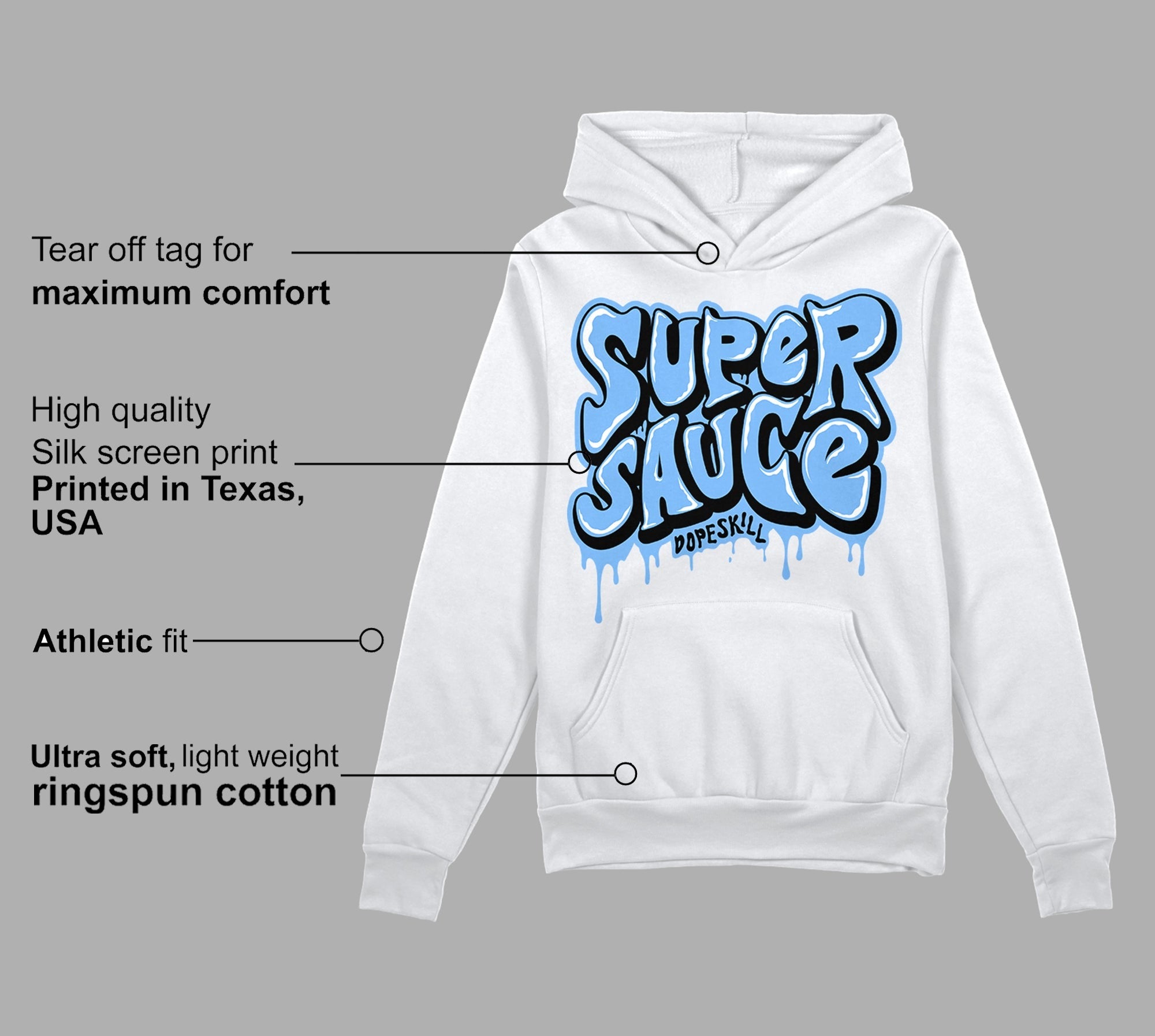University Blue 6s DopeSkill Hoodie Sweatshirt Super Sauce Graphic