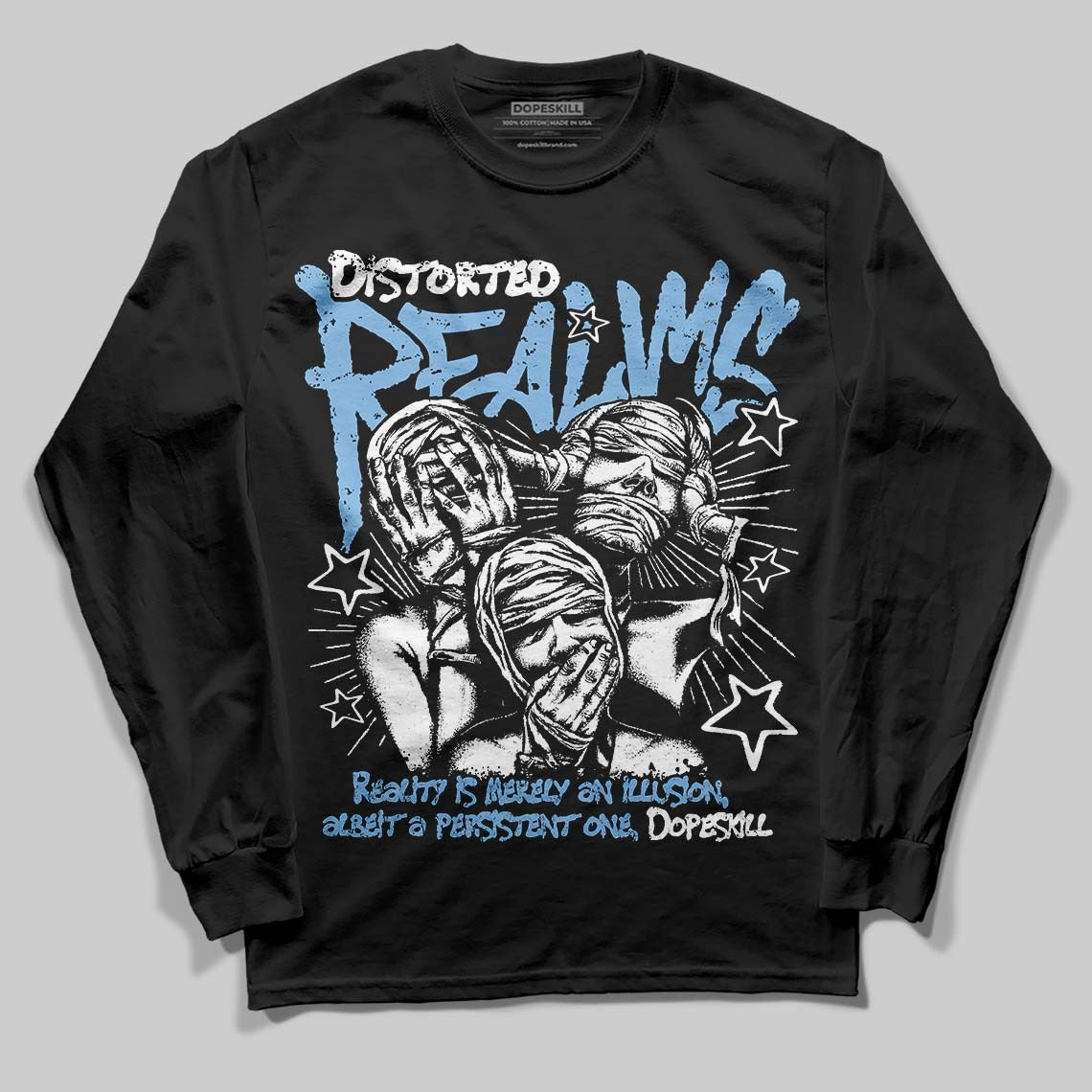 University Blue 6s DopeSkill Long Sleeve T-Shirt Distorted Realms Graphic