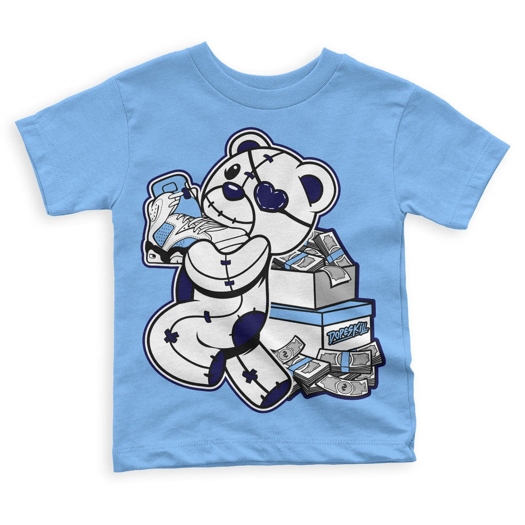 University Blue 6s DopeSkill Toddler Kids T-shirt Bear Steals Sneaker Graphic - University Blue T-shirt
