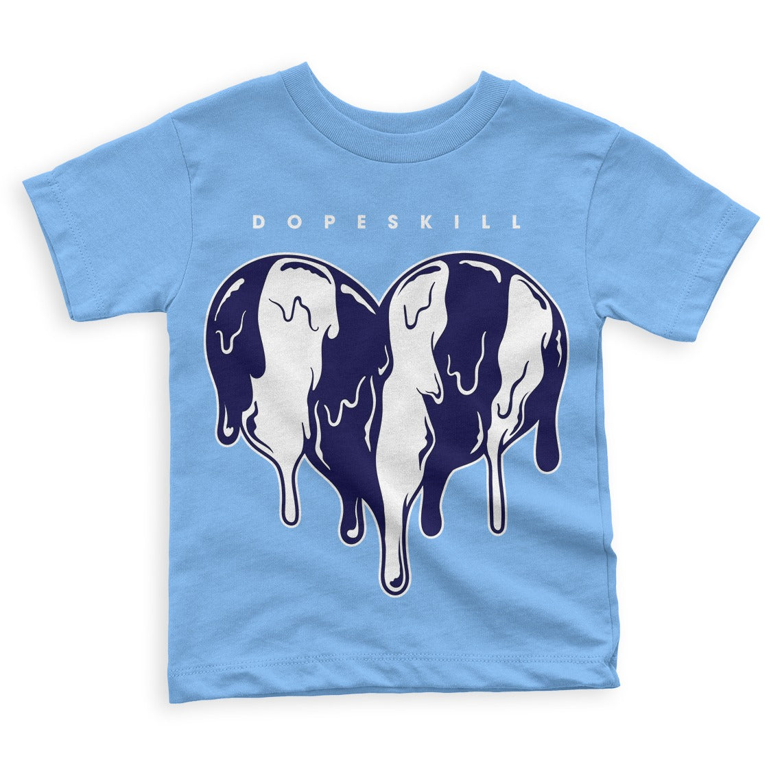 University Blue 6s DopeSkill Toddler Kids T-shirt Slime Drip Heart Graphic - University Blue T-shirt