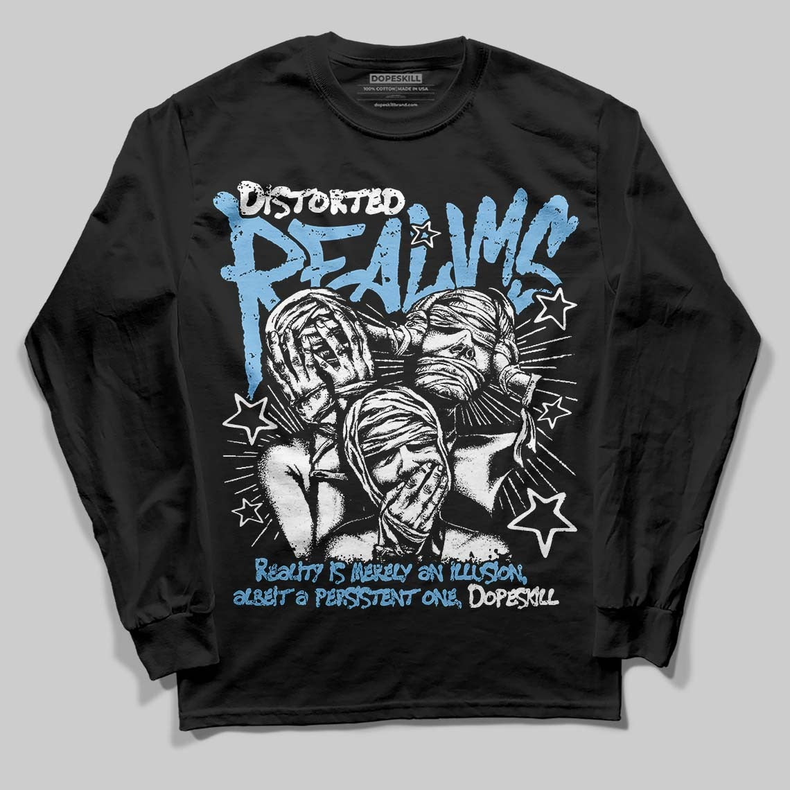 University Blue Collection DopeSkill Long Sleeve T-Shirt Distorted Realms Graphic