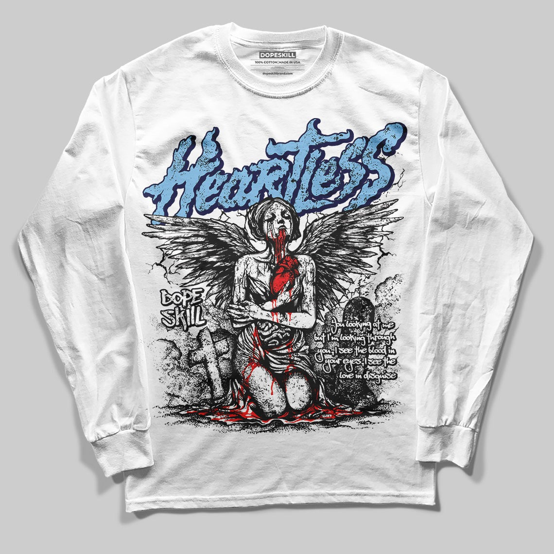University Blue Collection DopeSkill Long Sleeve T-Shirt Heartless Graphic