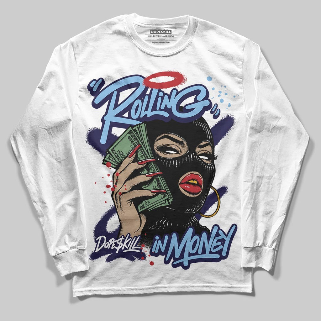 University Blue Collection DopeSkill Long Sleeve T-Shirt Rolling in Money Graphic